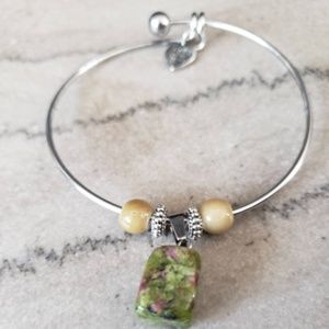 Stainless Steel Ruby Fuchsite Bracelet